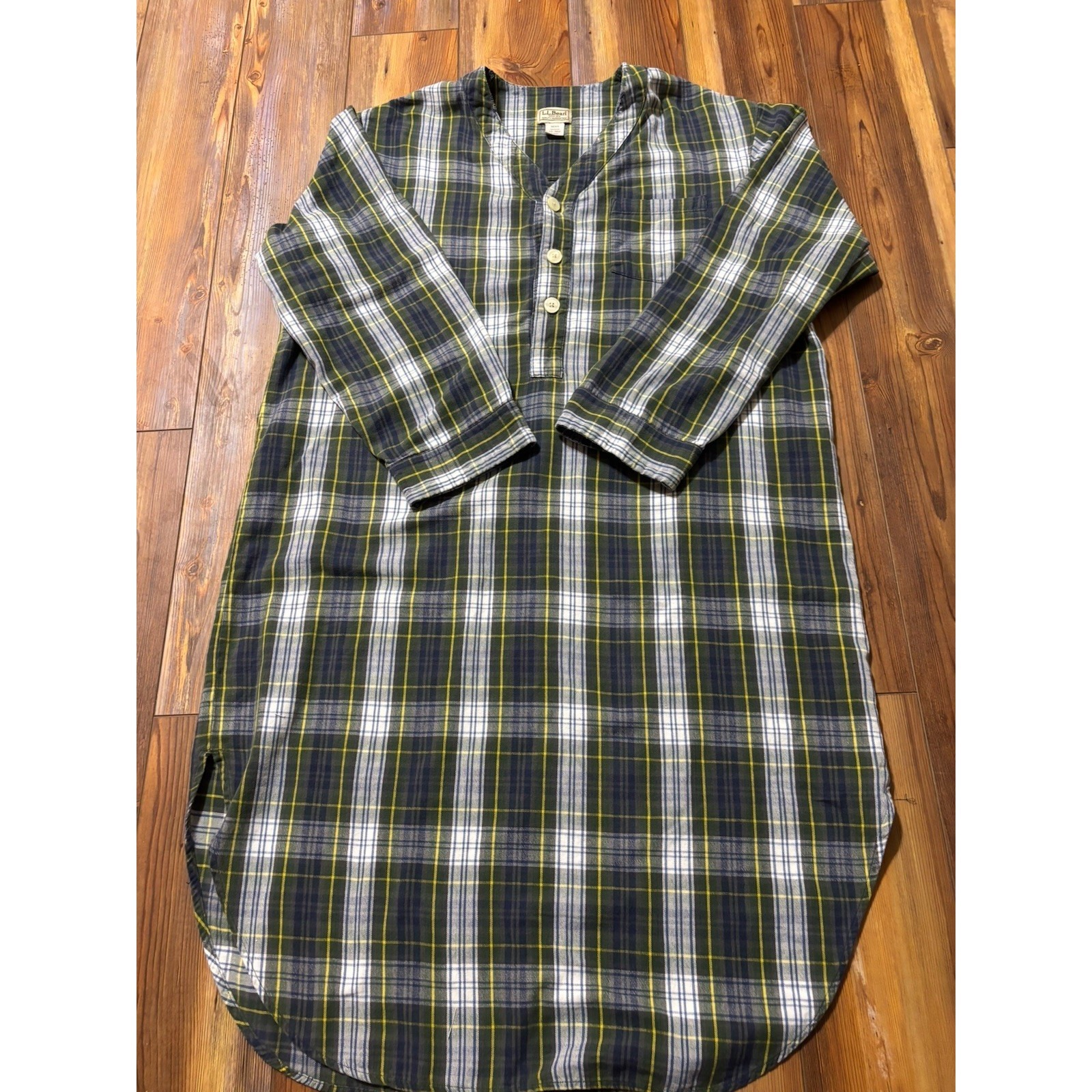 L.L. Bean Flannel Night Shirt Men's Size L Pajamas Gown Tartan Grandpacore